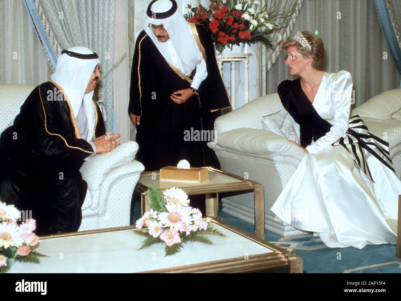 HM King Fahd and HRH Princess Diana in Riyadh during her Royal Tour of Saudi Arabia November 1996. Stock Photo
