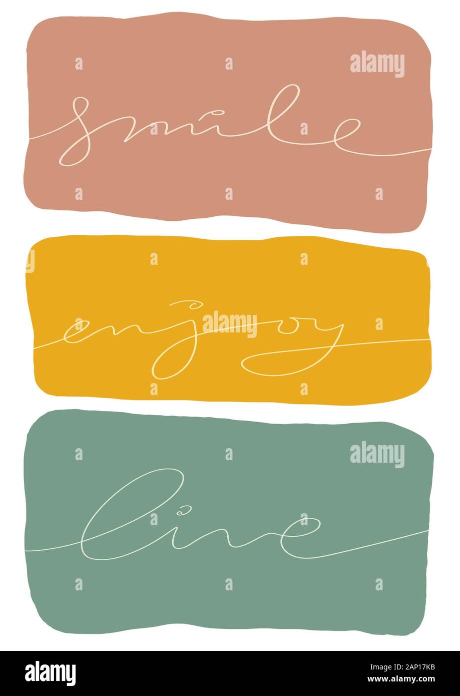 smile enjoy live handwritten artwork Stock Photo - Alamy