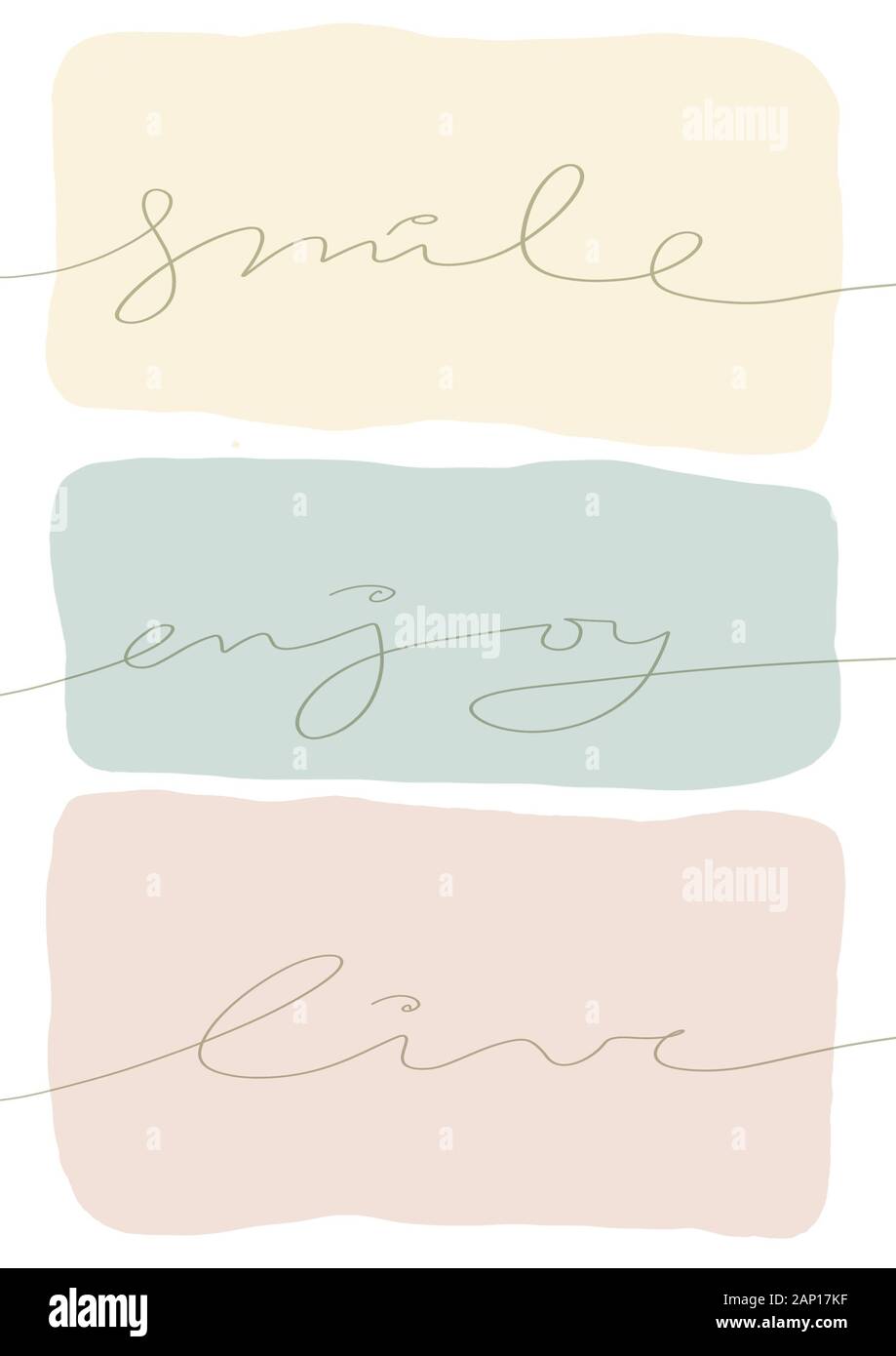 smile enjoy live handwritten artwork Stock Photo - Alamy