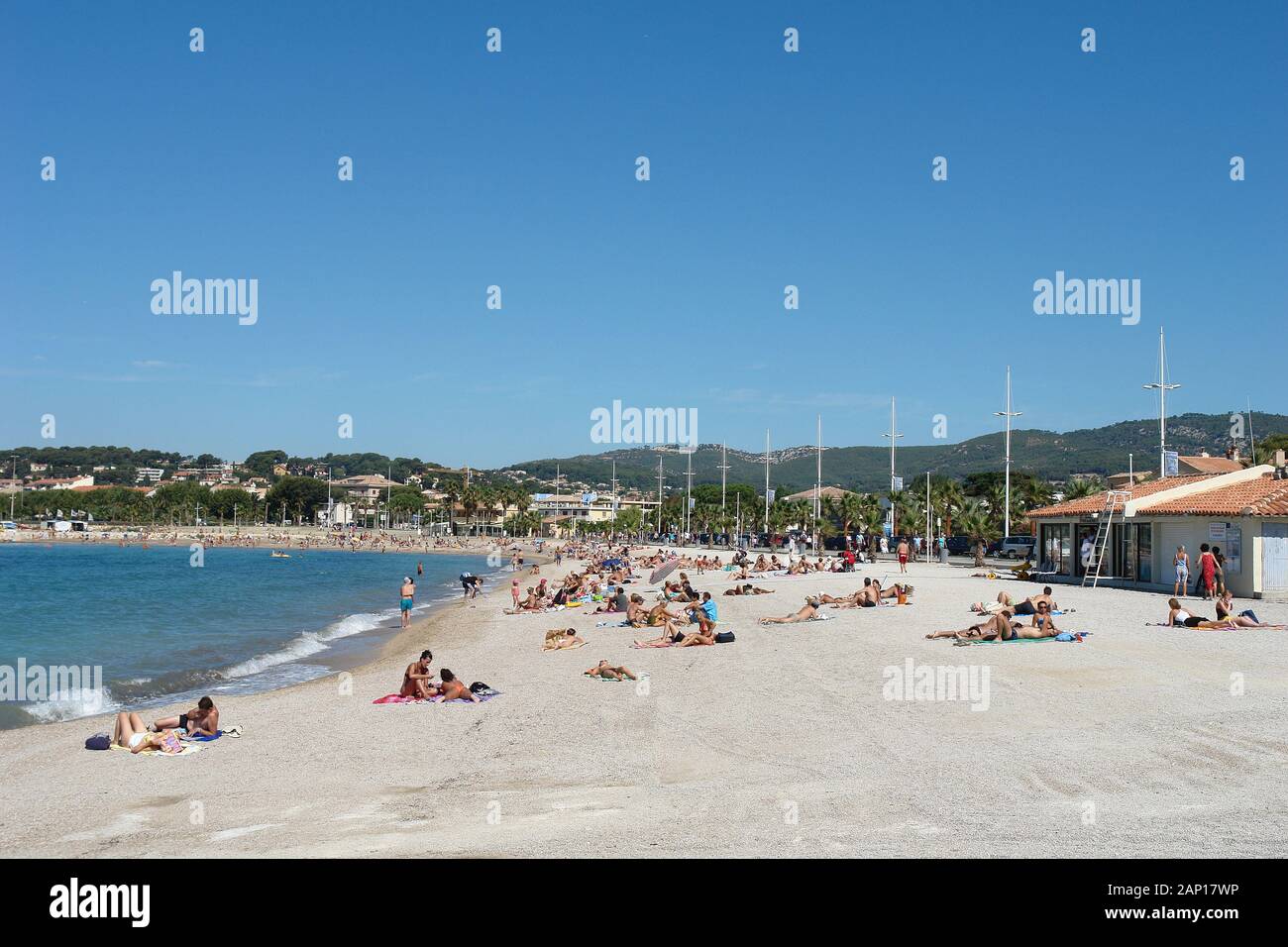 Bonnegrace Beach in summer Six-Fours les Plages Var Provence Stock ...