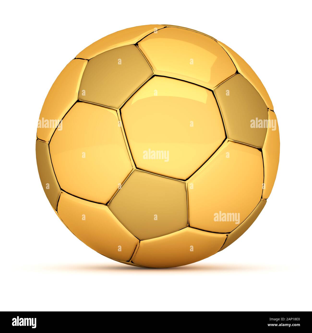 3D rendering Golden Soccer ball / football isolated on white. Big Business in sports, football