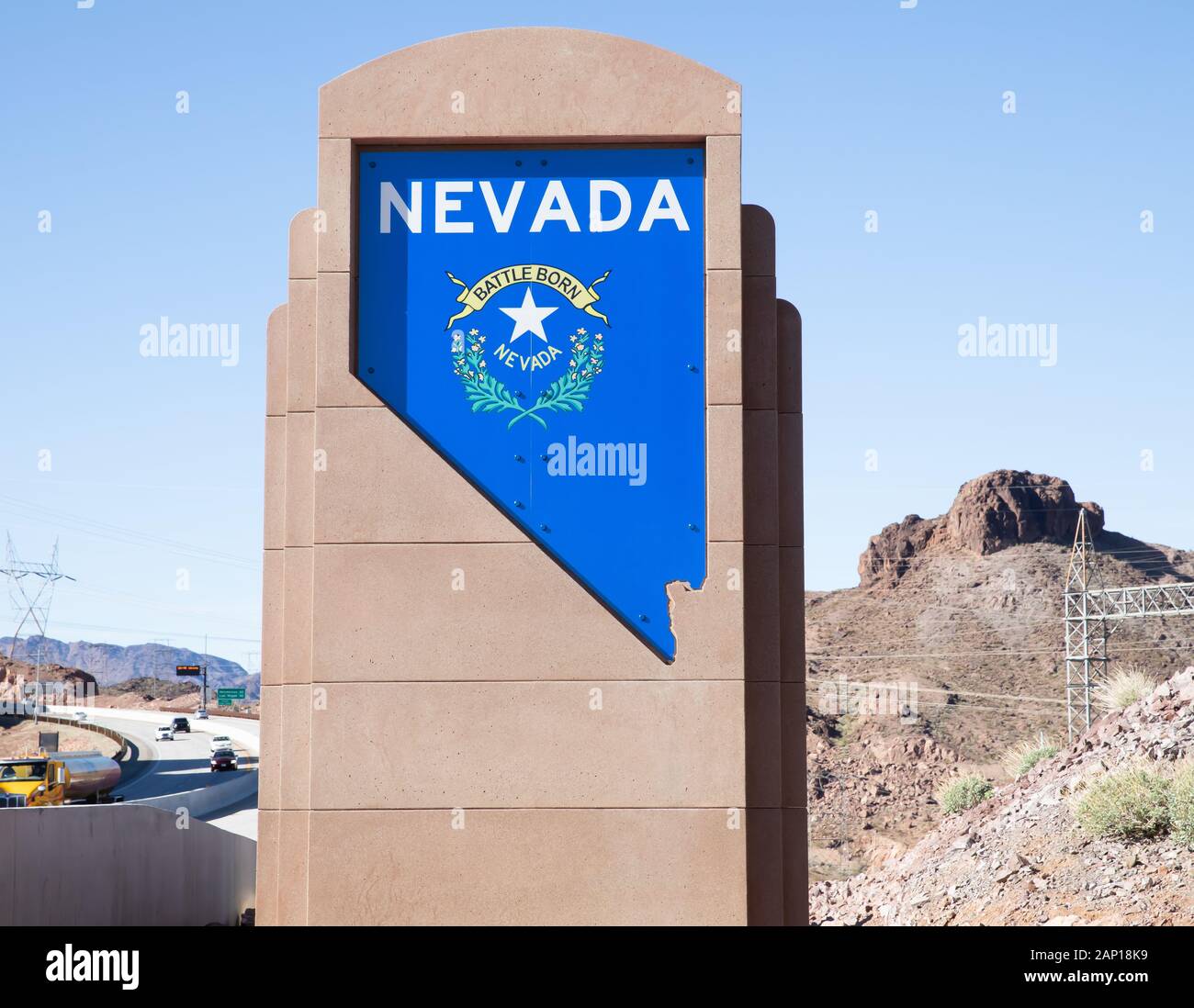Nevada Battle Born sign near Hoover Dam, USA Stock Photo Alamy