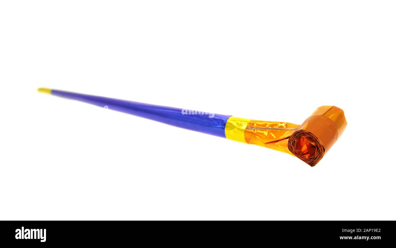 Party horn isolated on white background Stock Photo - Alamy