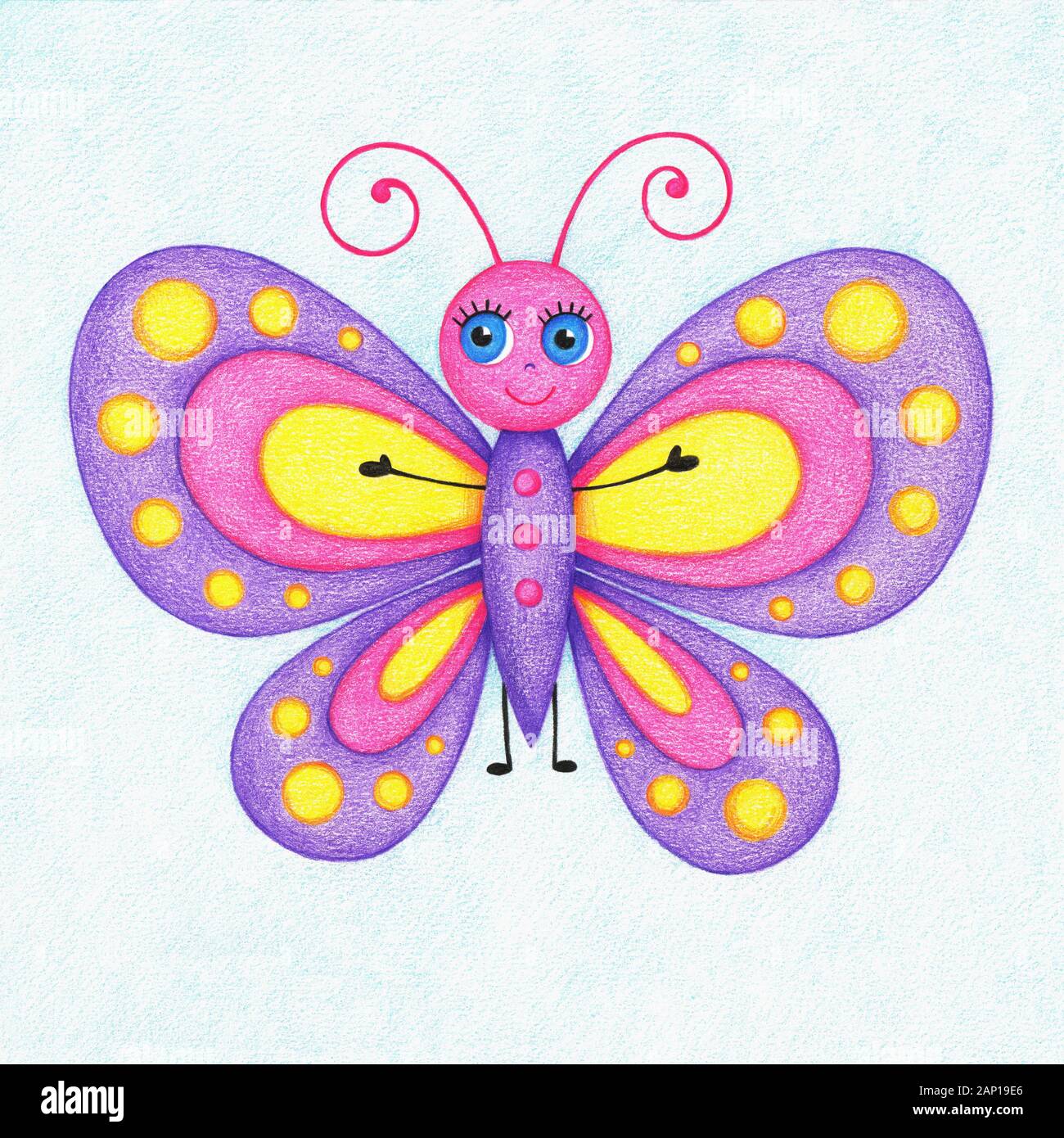Hand drawn illustration of butterfly for kids Stock Photo - Alamy