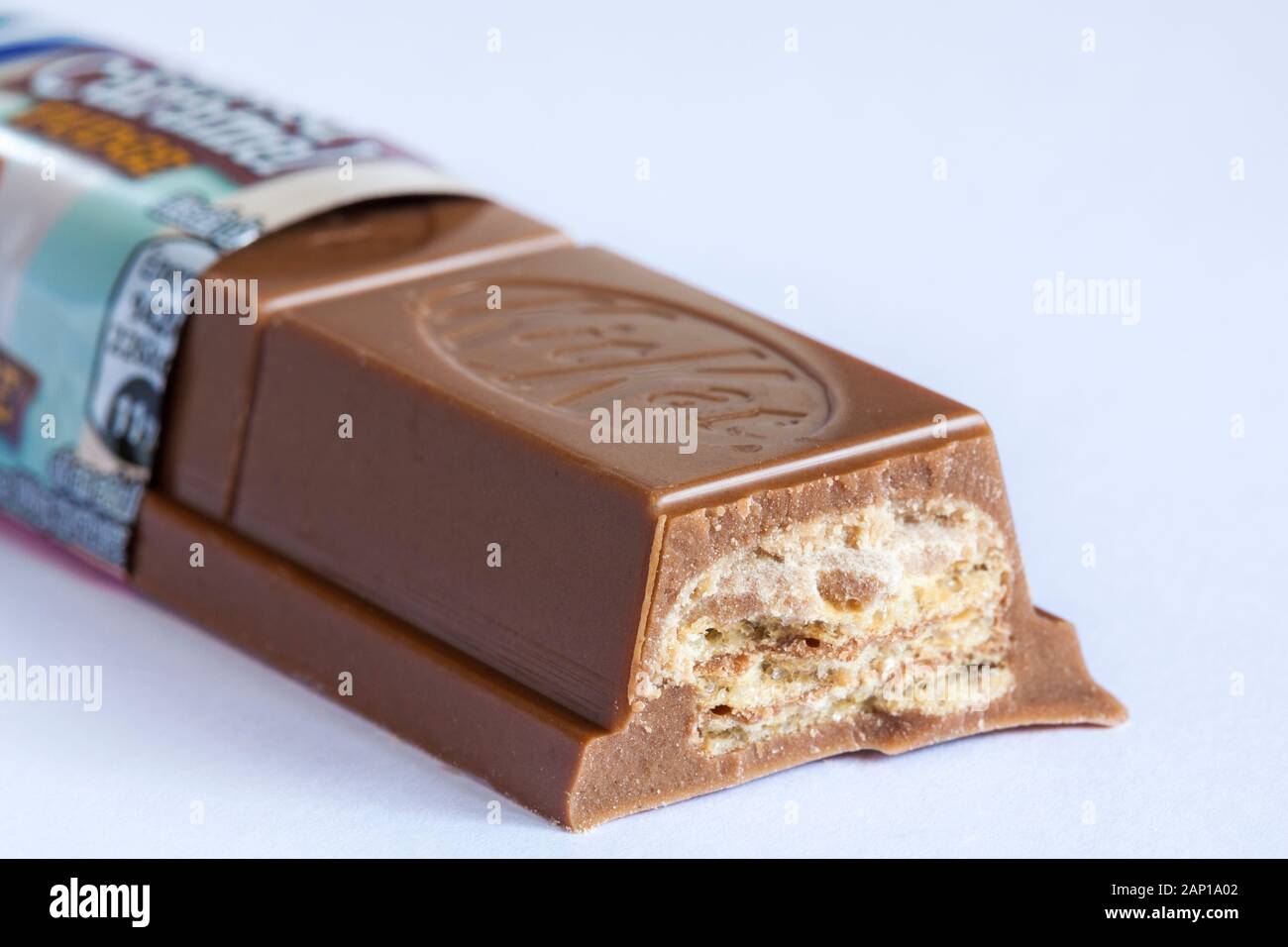 Nestle KitKat chunky salted caramel fudge bar opened to show contents