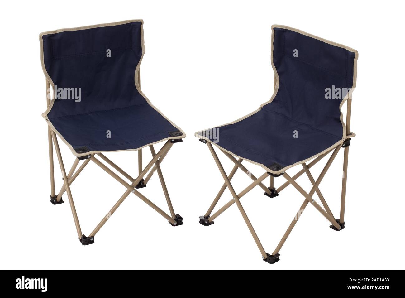 folding canvas camping chairs isolated on white background Stock Photo