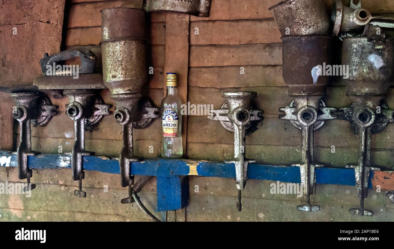 Tool stand, Coffee and cacao farm, Punta Cana , Dominican RepublicP Stock Photo