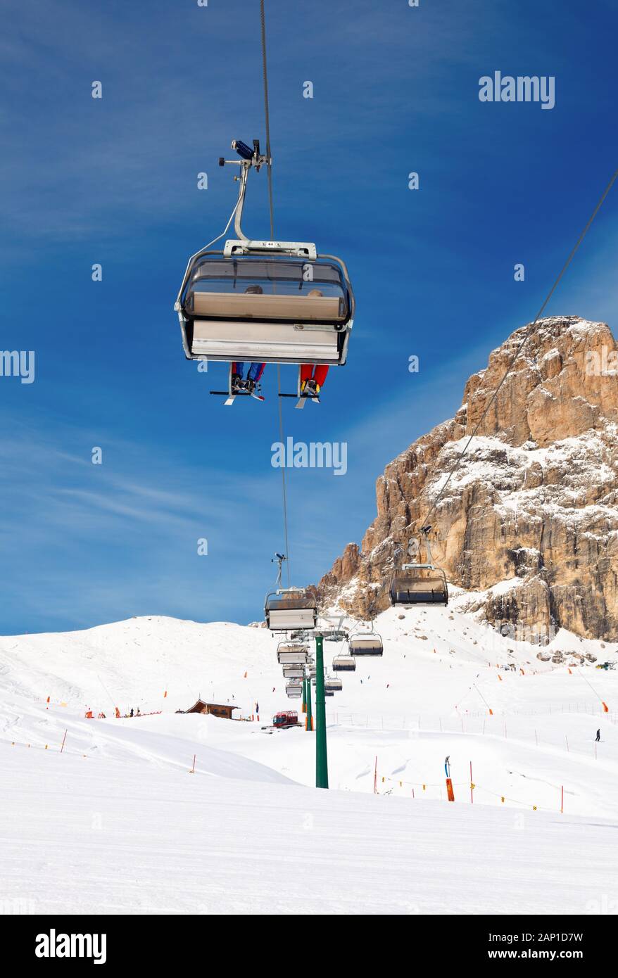 Chair lift with skiers hi-res stock photography and images - Alamy