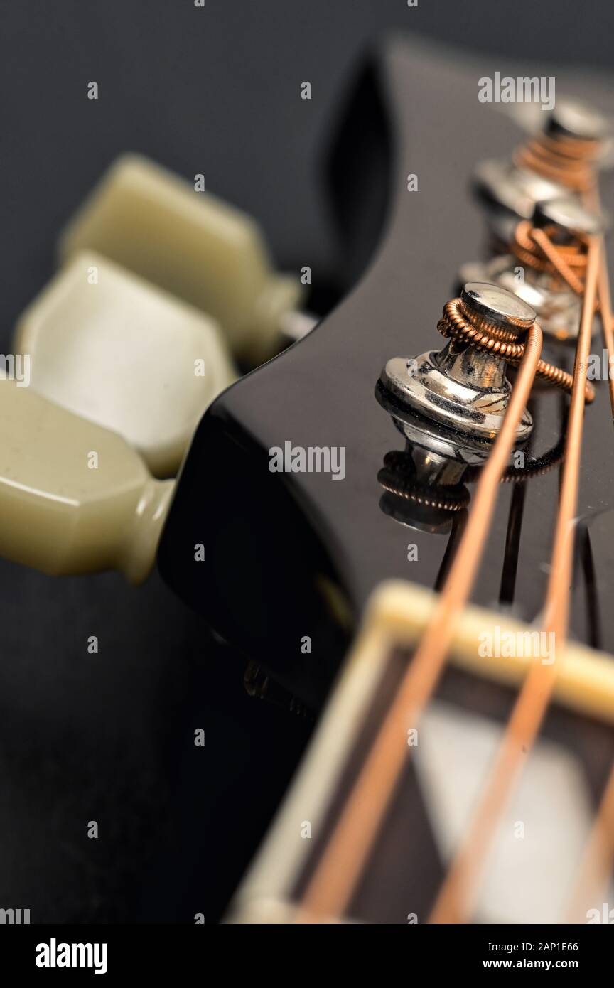 Closeup Classic Guitar Strings details Stock Photo