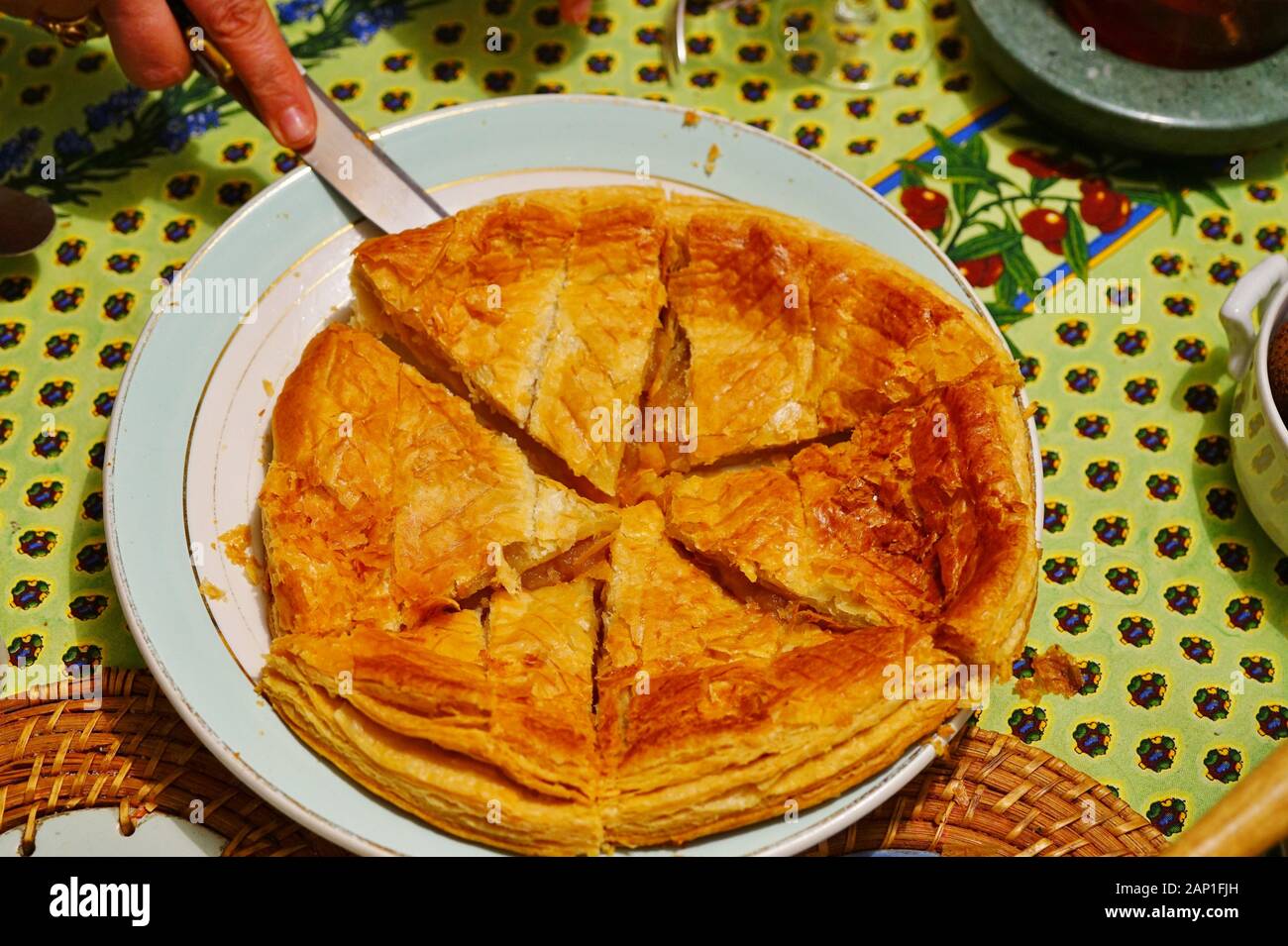 A French Galette des Rois (Kings cake) puff pastry cake traditionally
