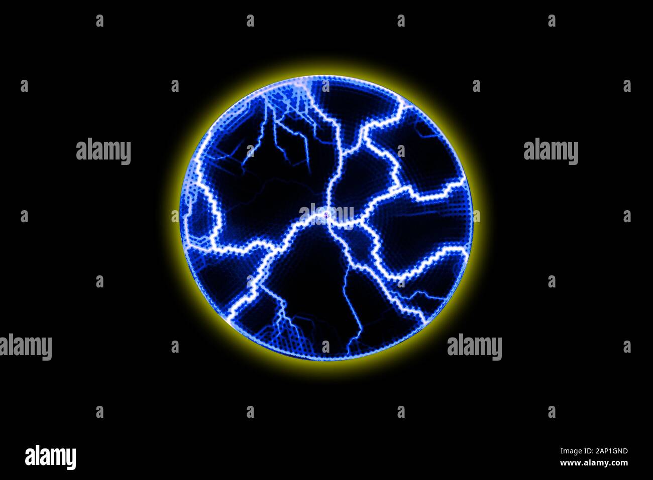 Blue glowing lightning in a circle. Light effect from an electric
