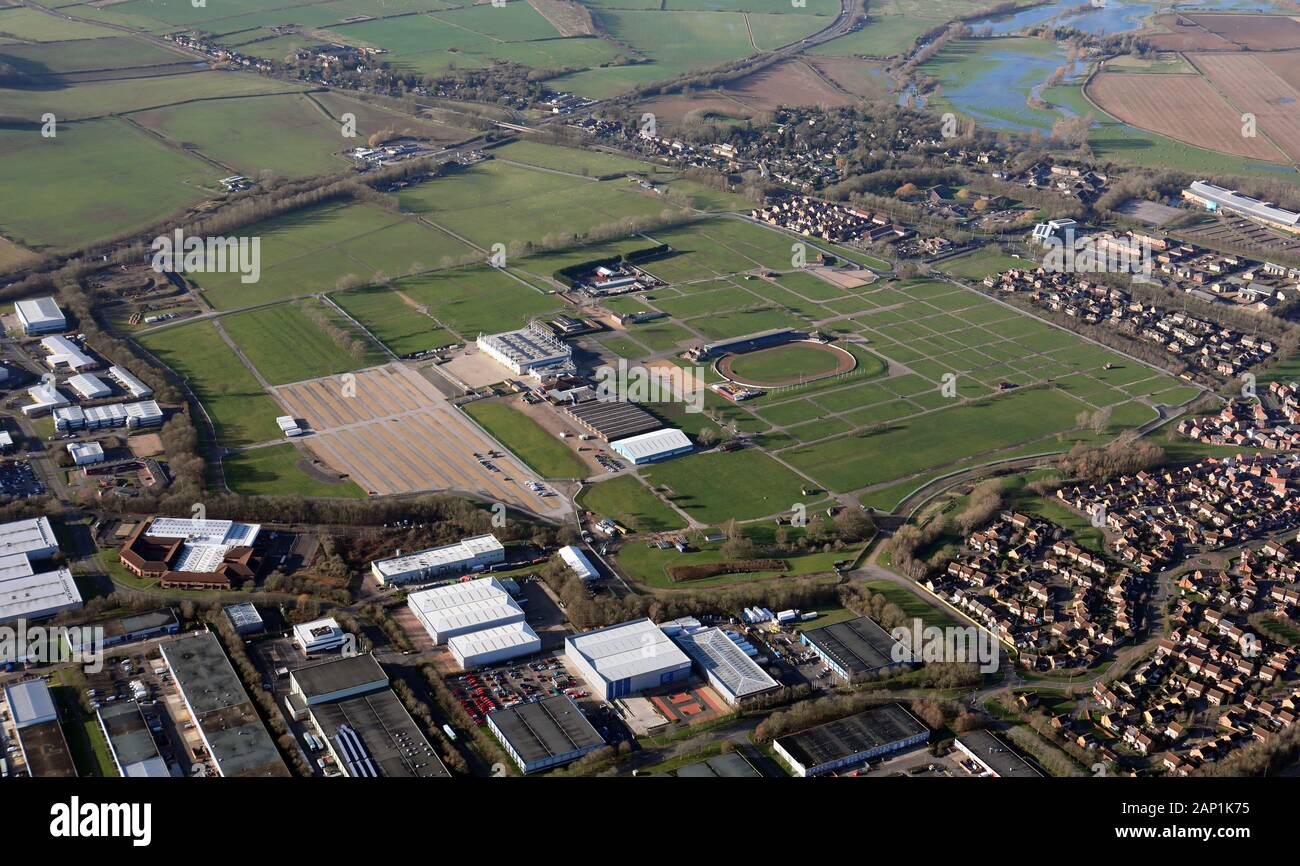 aerial view of East of England Showground, Peterborough Stock Photo
