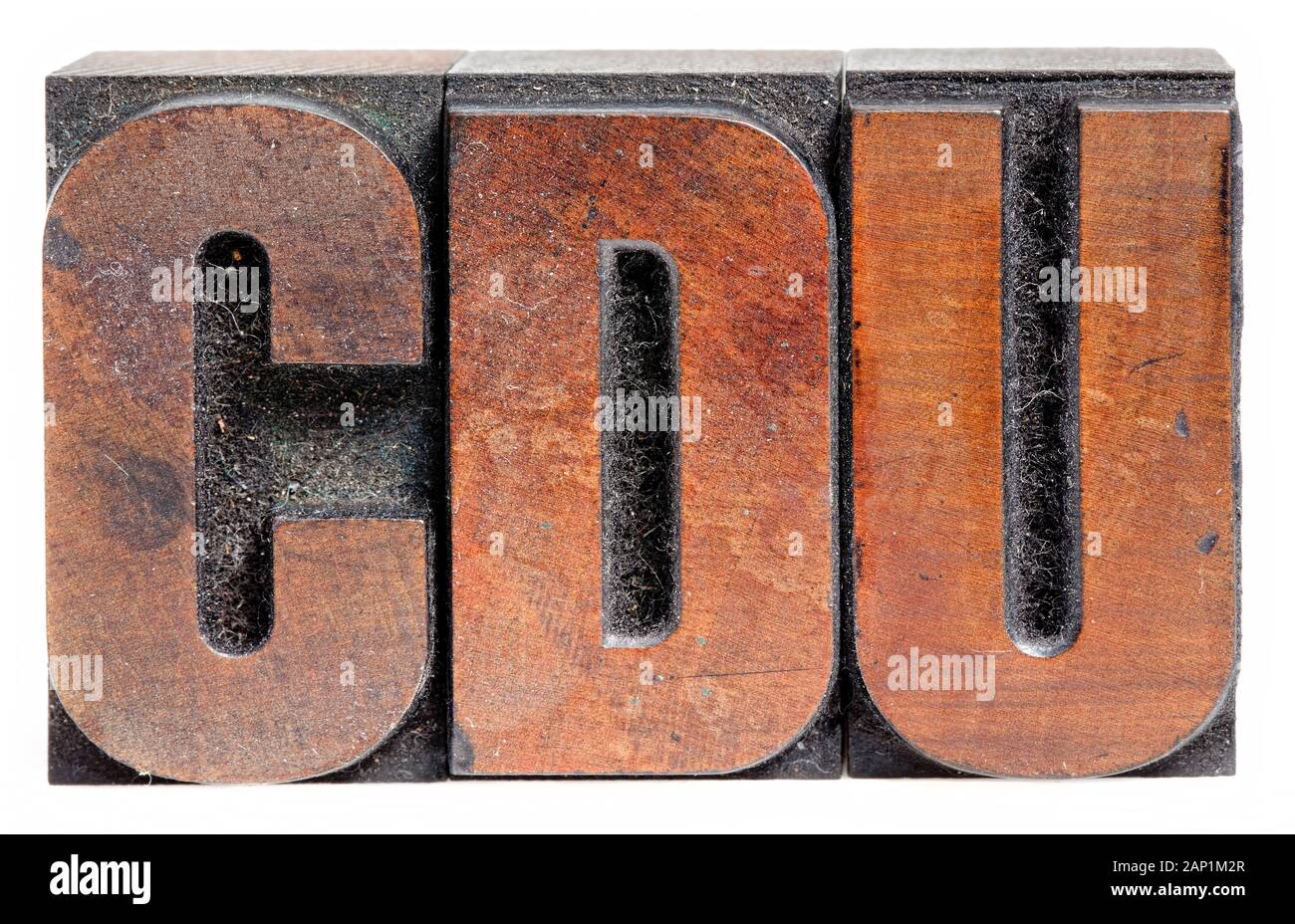 Wooden book printing letters, CDU, Christian-Democratic Union Stock Photo