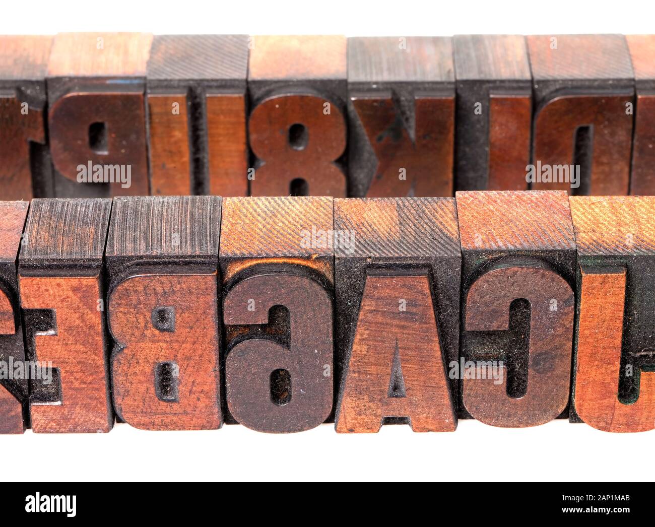 Wooden book printing letters Stock Photo