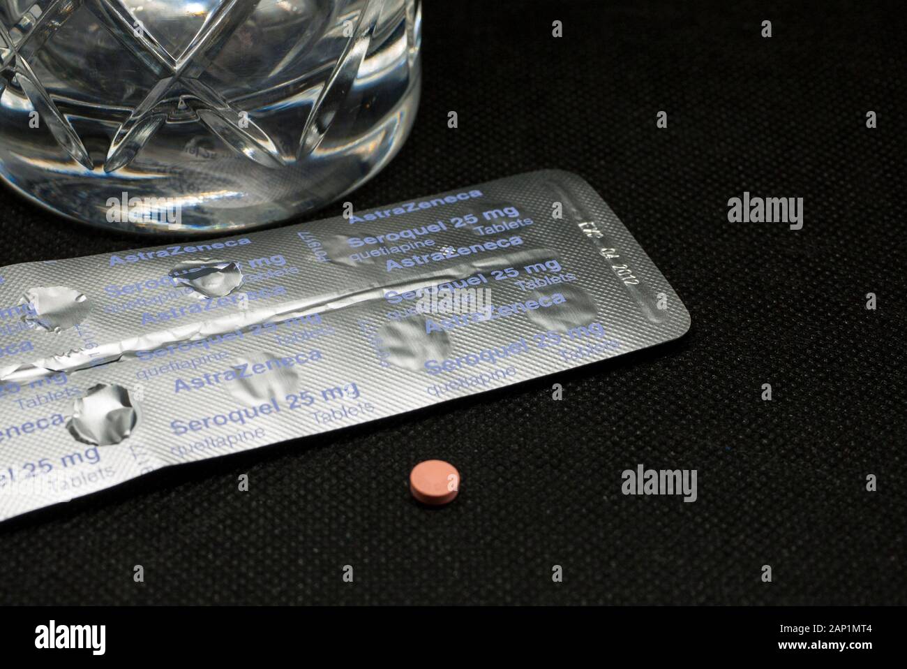 Blister Pack of Seroquel Tablets, UK. Stock Photo
