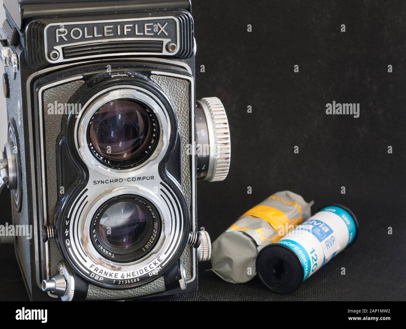 Rolleiflex T Medium Format  TLR Film Camera. Stock Photo