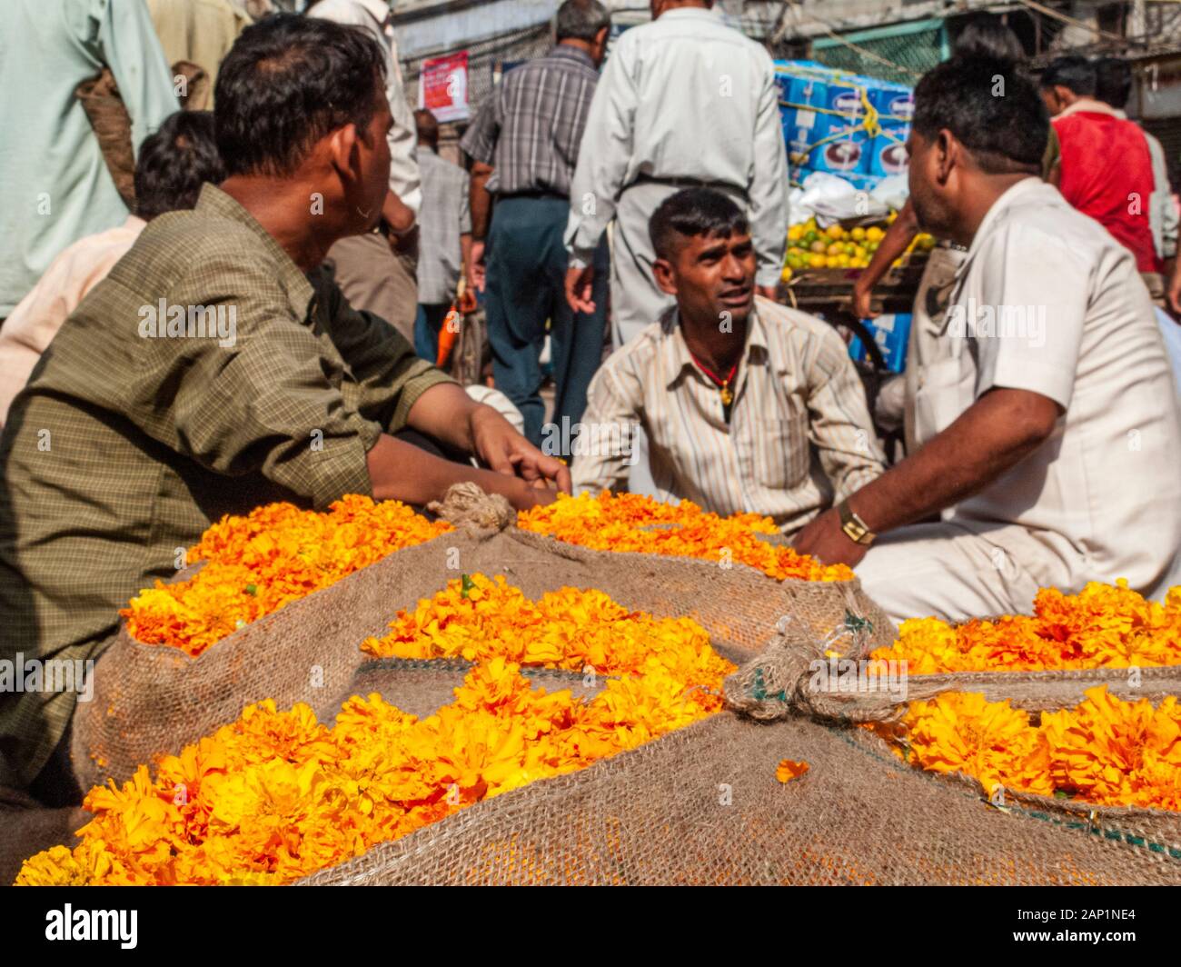 A vendor is selling flowers at the flower wholesale market Stock Photo