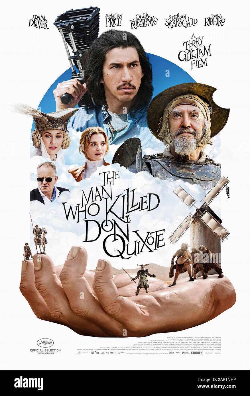 The Man Who Killed Don Quixote (2018) directed by Terry Gilliam and starring José Luis Ferrer, Ismael Fritschi, Juan López-Tagle, Jonathan Pryce and Adam Driver. Comedy about a film director trapped in the delusions of a Spanish cobbler who thinks he is the legendary Don Quixote. Stock Photo