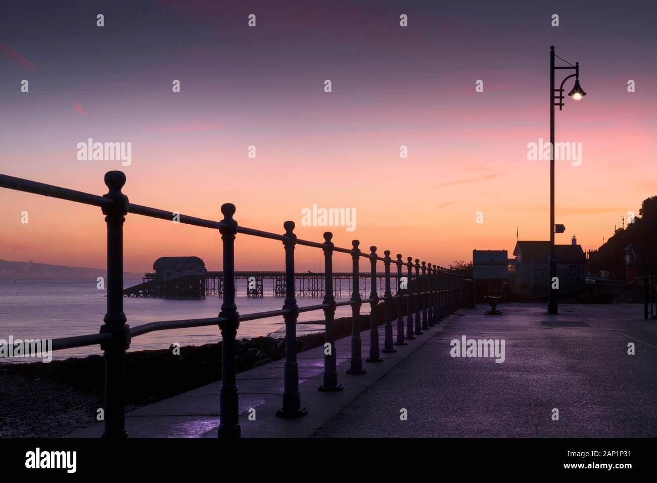 Dawn at Mumbles pier Stock Photo