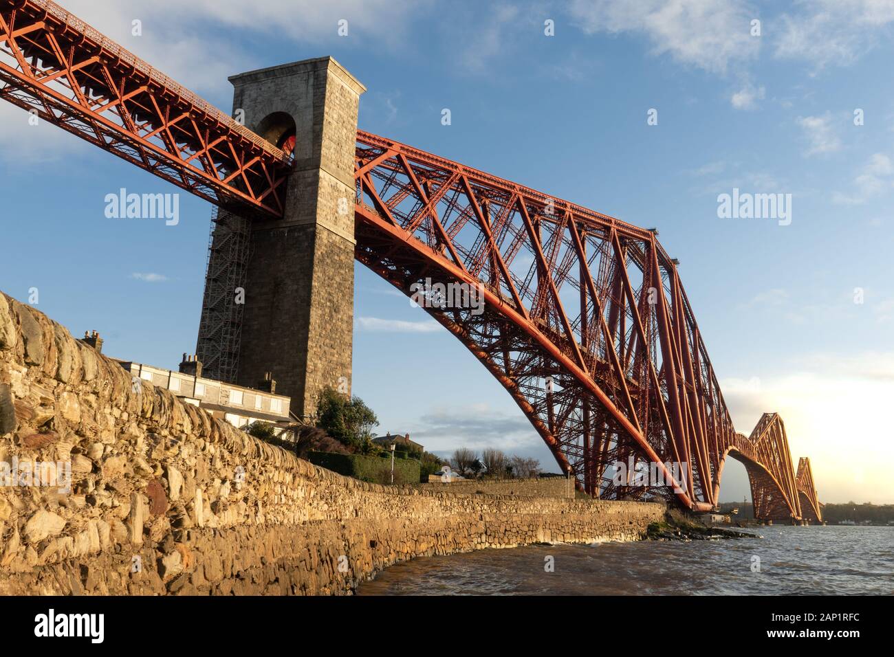 Sunset Forth Bridge, North Queensferry, Scotland, UK Stock Photo