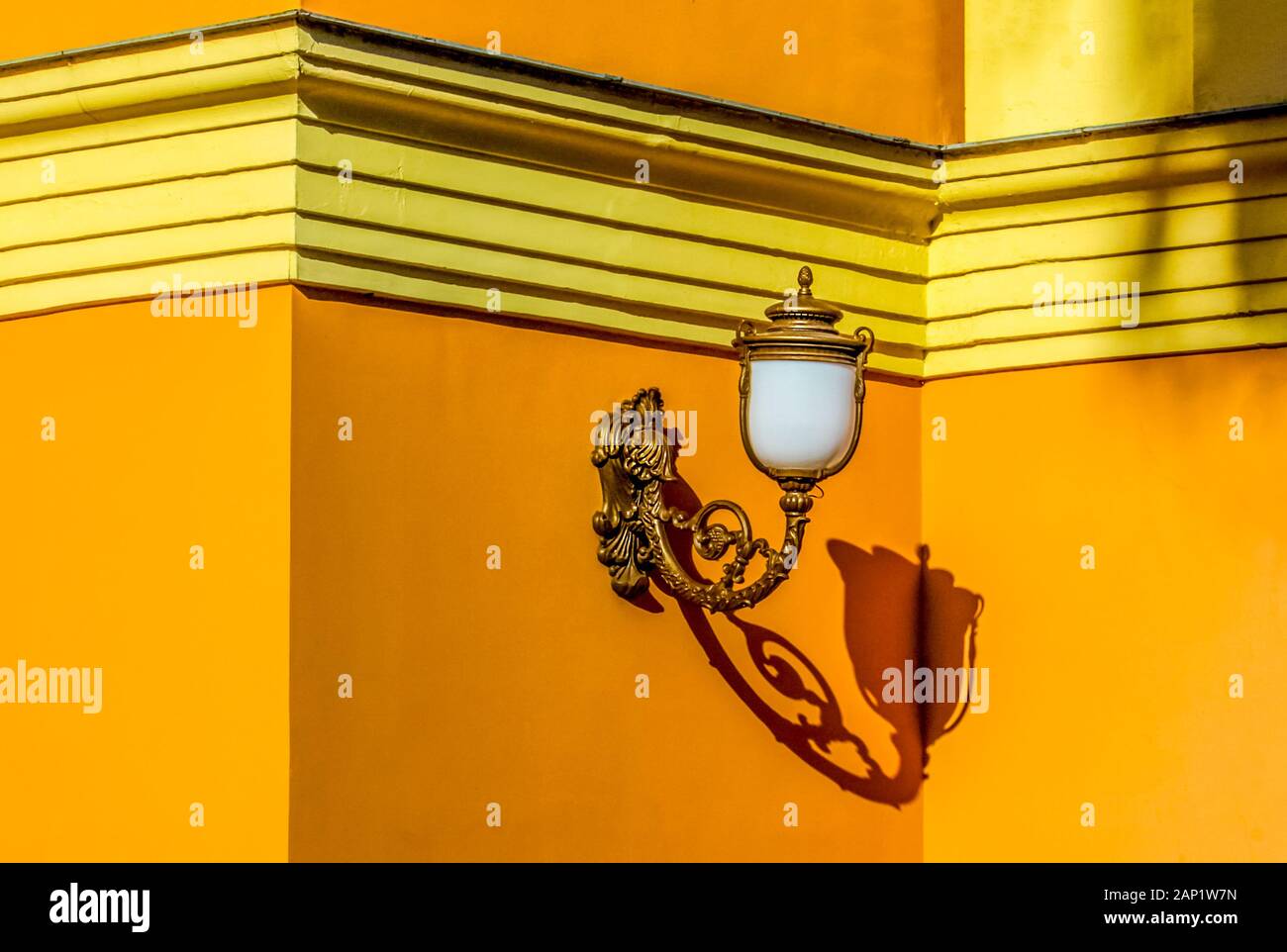 A lamp with great shadows in beautiful Italy. Stock Photo