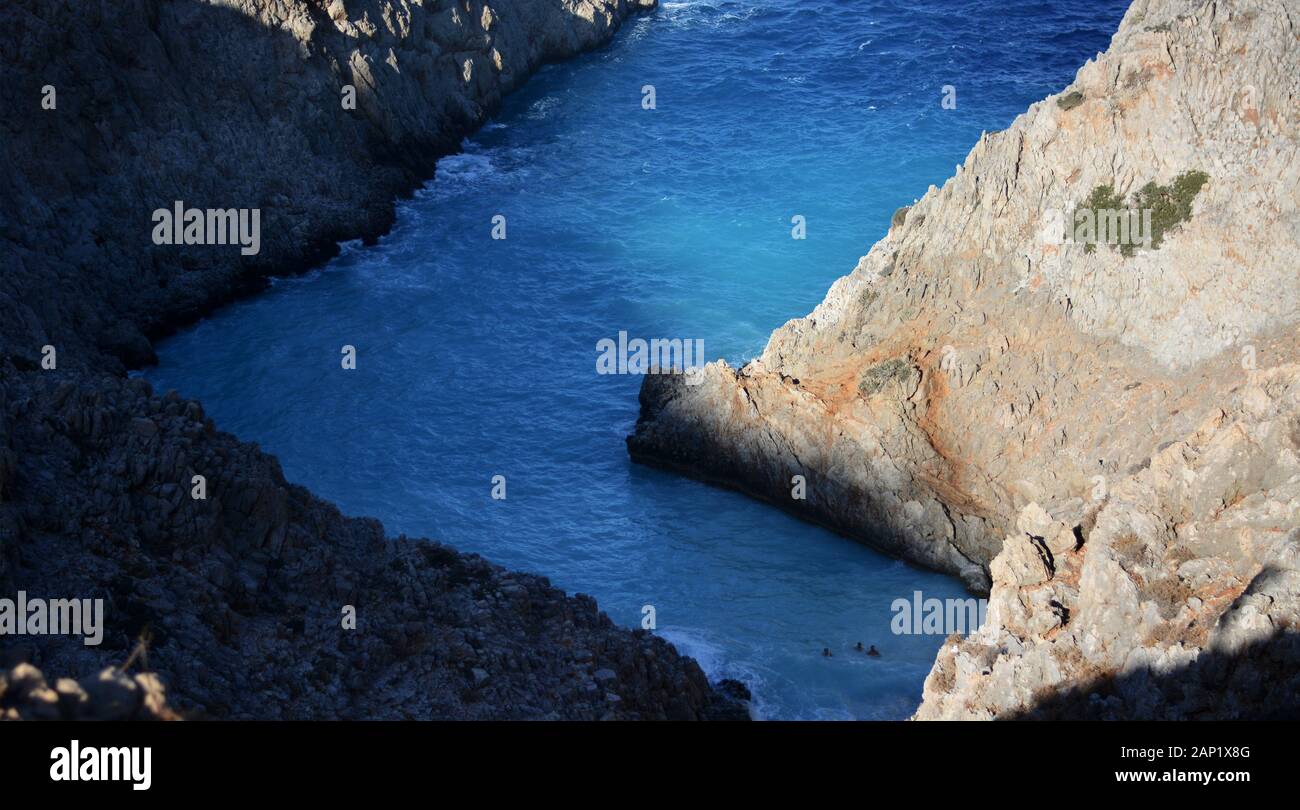a deep gorge in the rocks Stock Photo