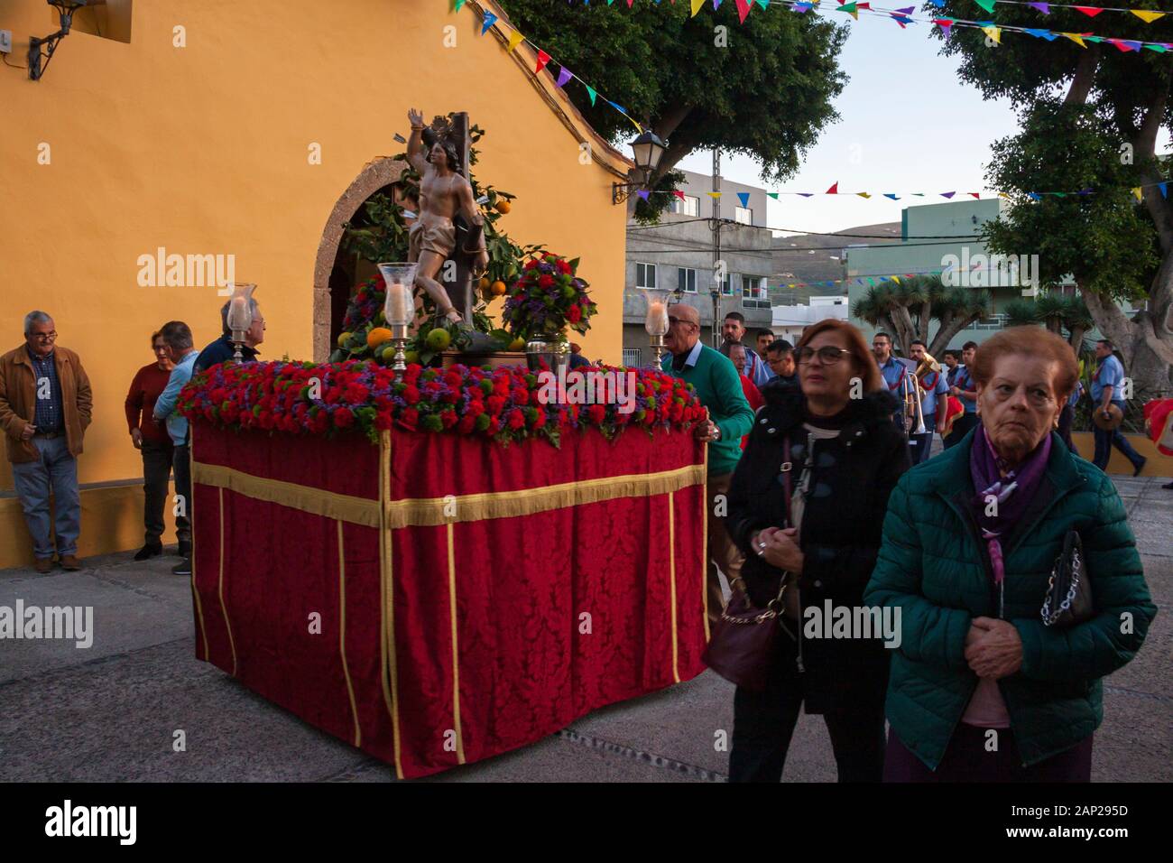 Procesión de San Sebastián, Gáldar Stock Photo