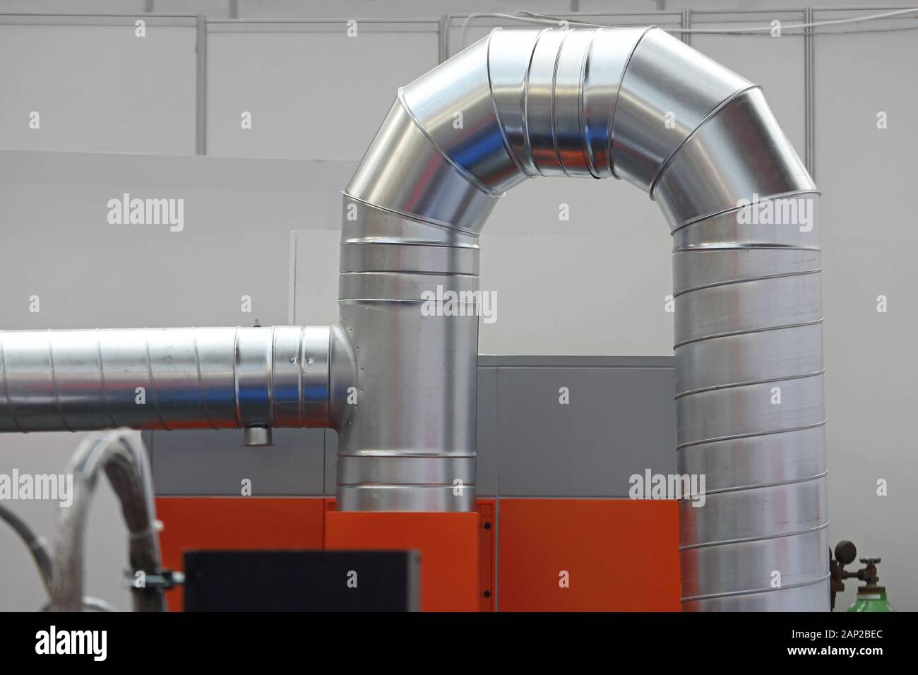 Air Ventilation Pipes For Machines in Factory Stock Photo