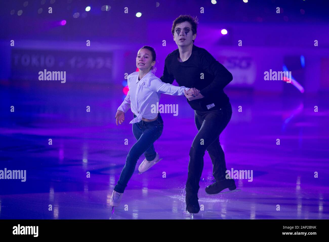 Daria Pavliuchenko and Denis Khodykin from Russia perform in the gala exhibition during day 3 of ISU Grand Prix of Figure Skating Internationaux de Fr Stock Photo
