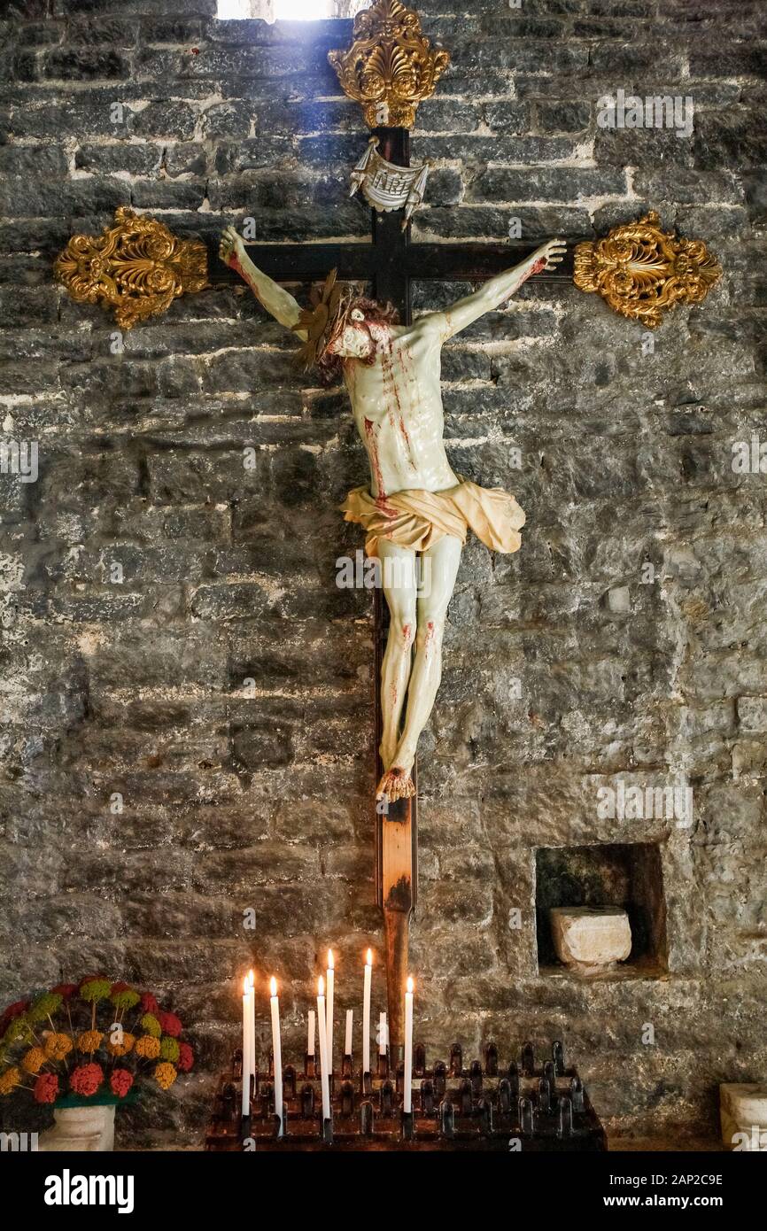 Italy Liguria Portovenere - Basilica of San Lorenzo Crucifix Stock Photo