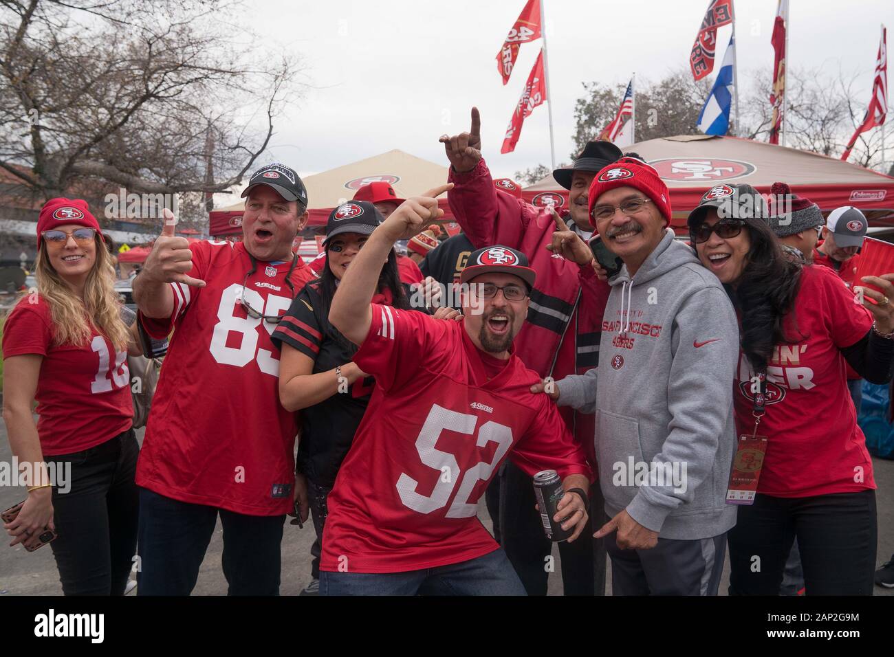San Francisco 49ers fans tailgate before the NFC Championship game against  the Green Bay Pckers at Levi's Stadium, Sunday, Jan. 19, 2020, in Santa  Clara, California. (Photo by IOS/ESPA-Images Stock Photo -