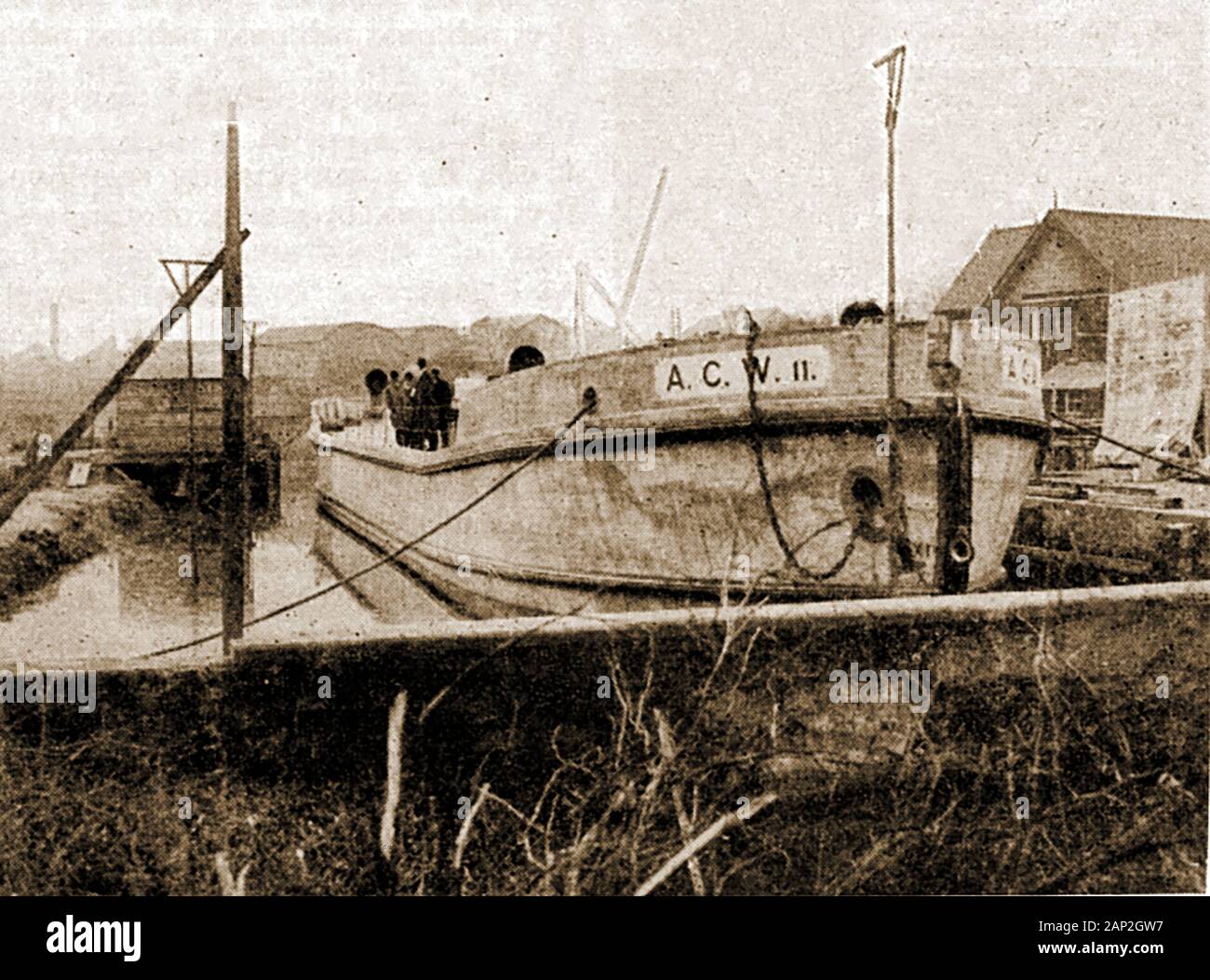 WWI - A British concrete ship A C W II docked at Brentford Stock Photo