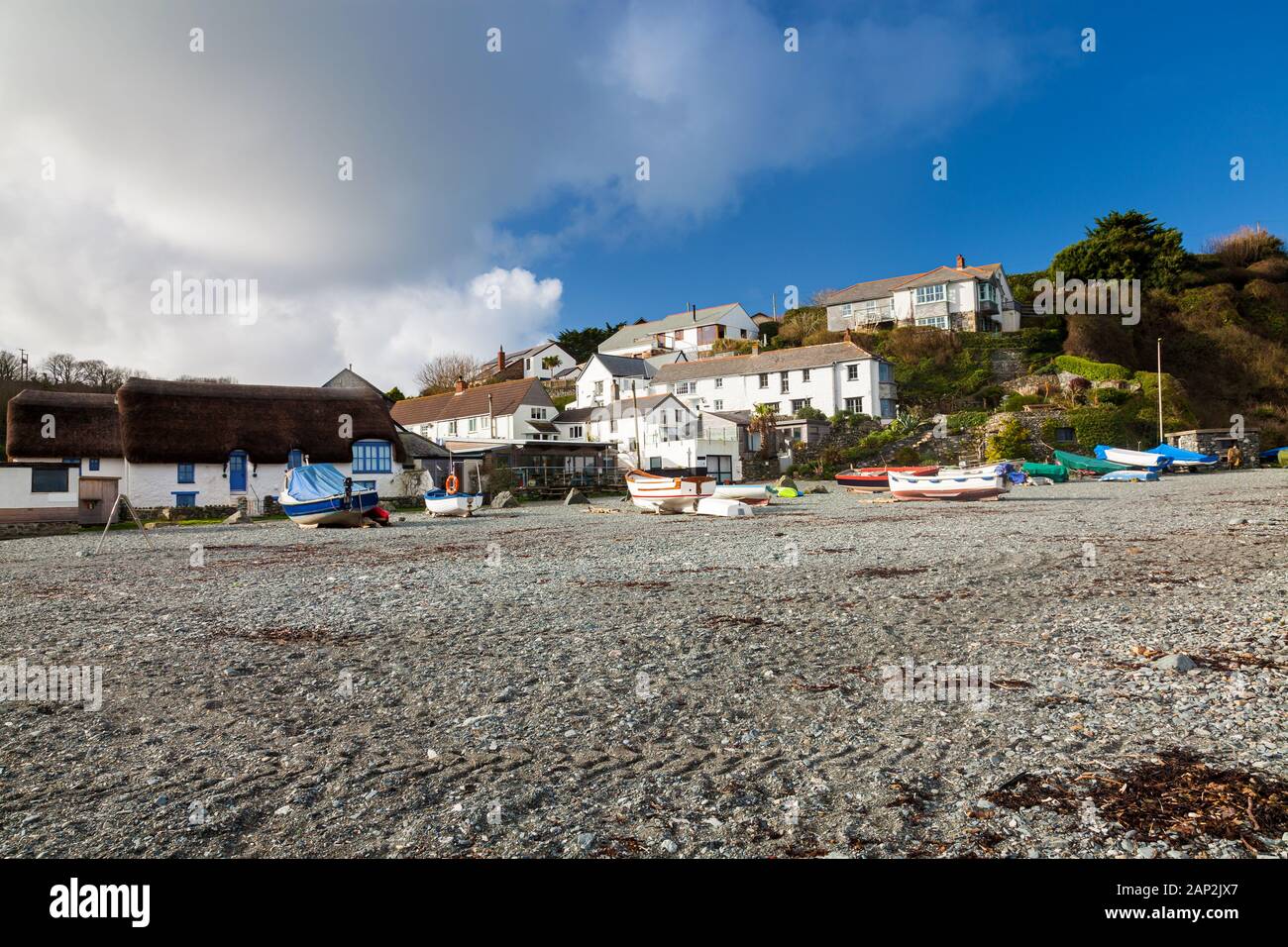 The shingle beach at Porthallow on the Lizard Peninsula Cornwall England UK Europe Stock Photo
