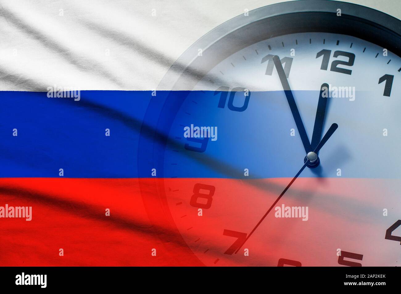 Russia flag with dial of a clock Stock Photo Alamy