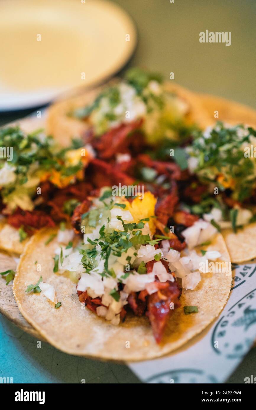Authentic mexican tacos al pastor Stock Photo Alamy
