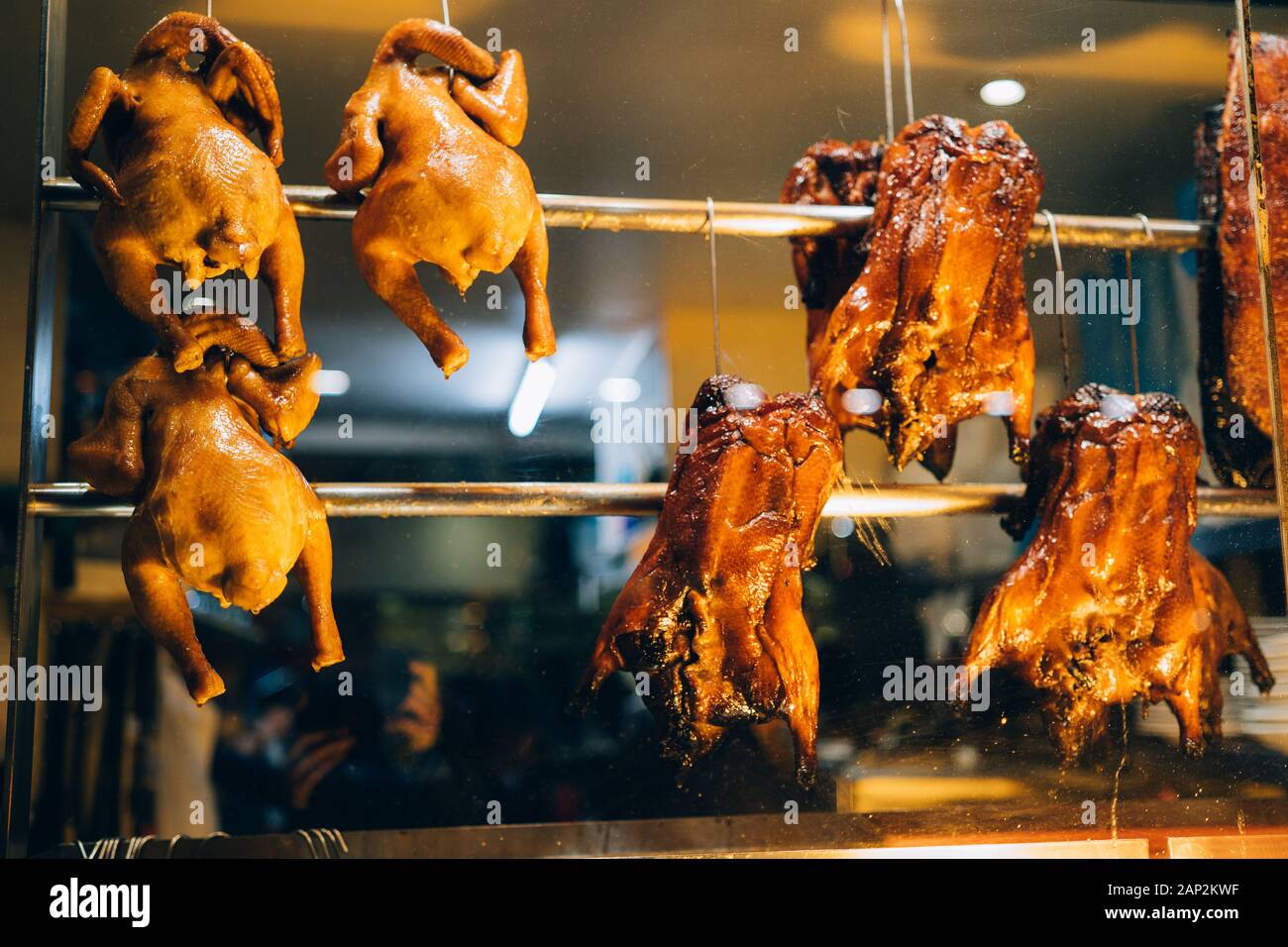 Roast Ducks in the shopping window for sale at market in Thailand Stock Photo Alamy