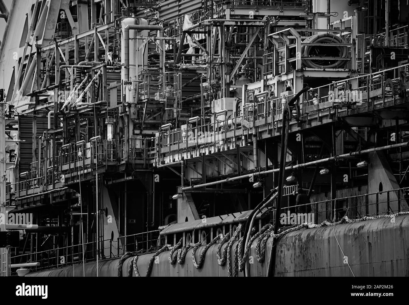 North Sea Oil Producer platform - detail - River Tees, Teesport.All rights reserved Stock Photo