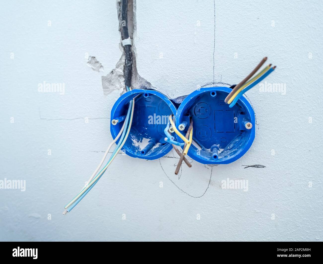 Stroba spod wire and socket for socket and switch Stock Photo