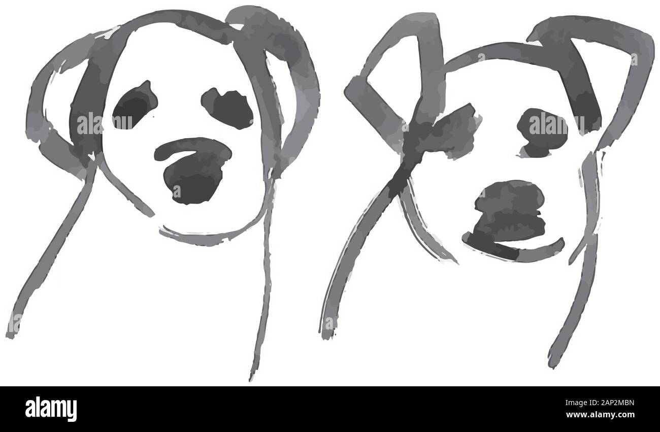 Vector illustration a dog head cartoon contour isolated on white Stock  Vector Image & Art - Alamy