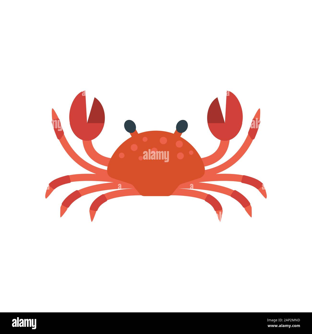 Red crab vector illustration. Sea creature in flat design Stock Vector