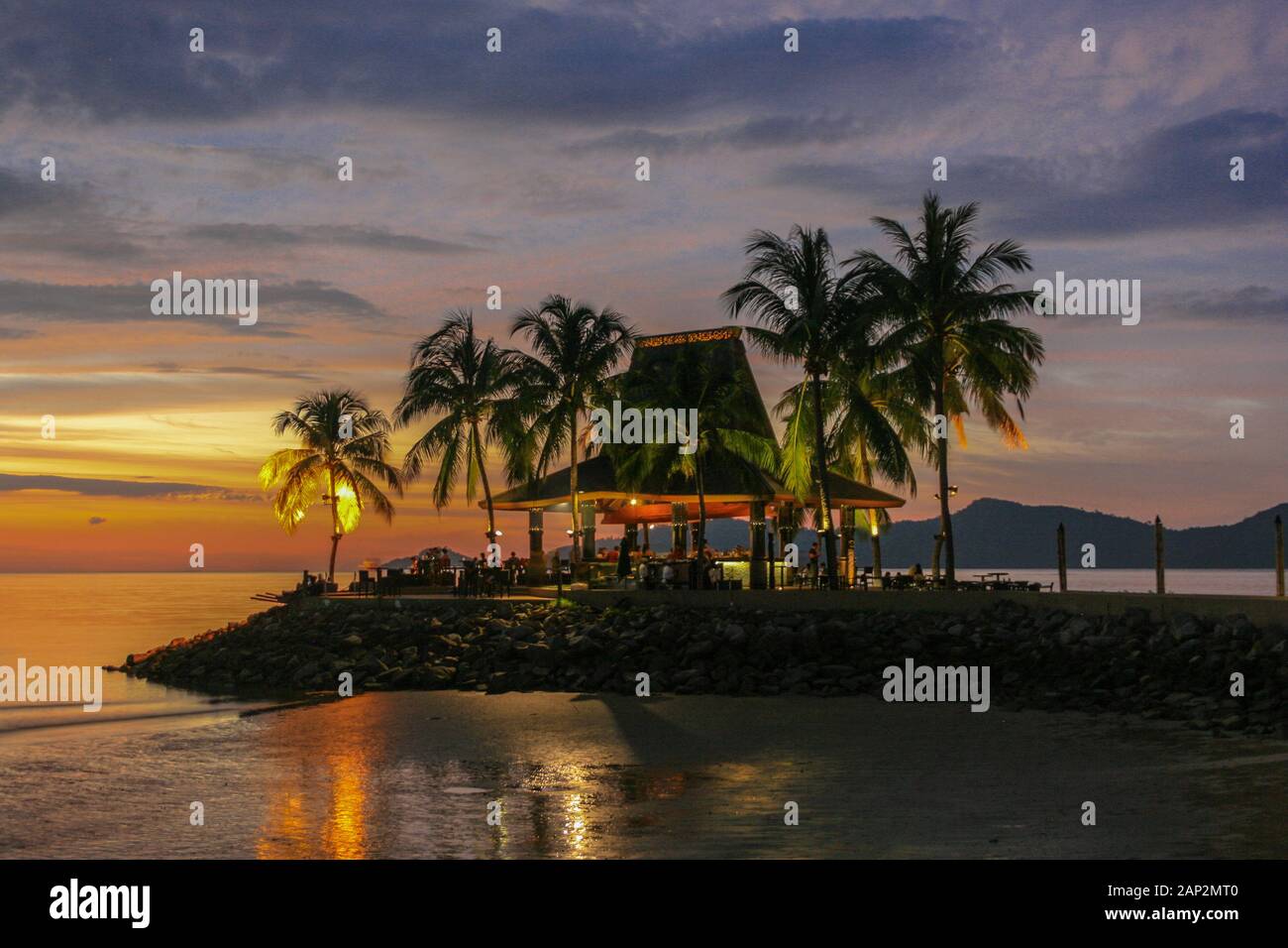 Sunset at Shangri-La Tanjung Aru resort in Kota Kinabalu, Borneo 