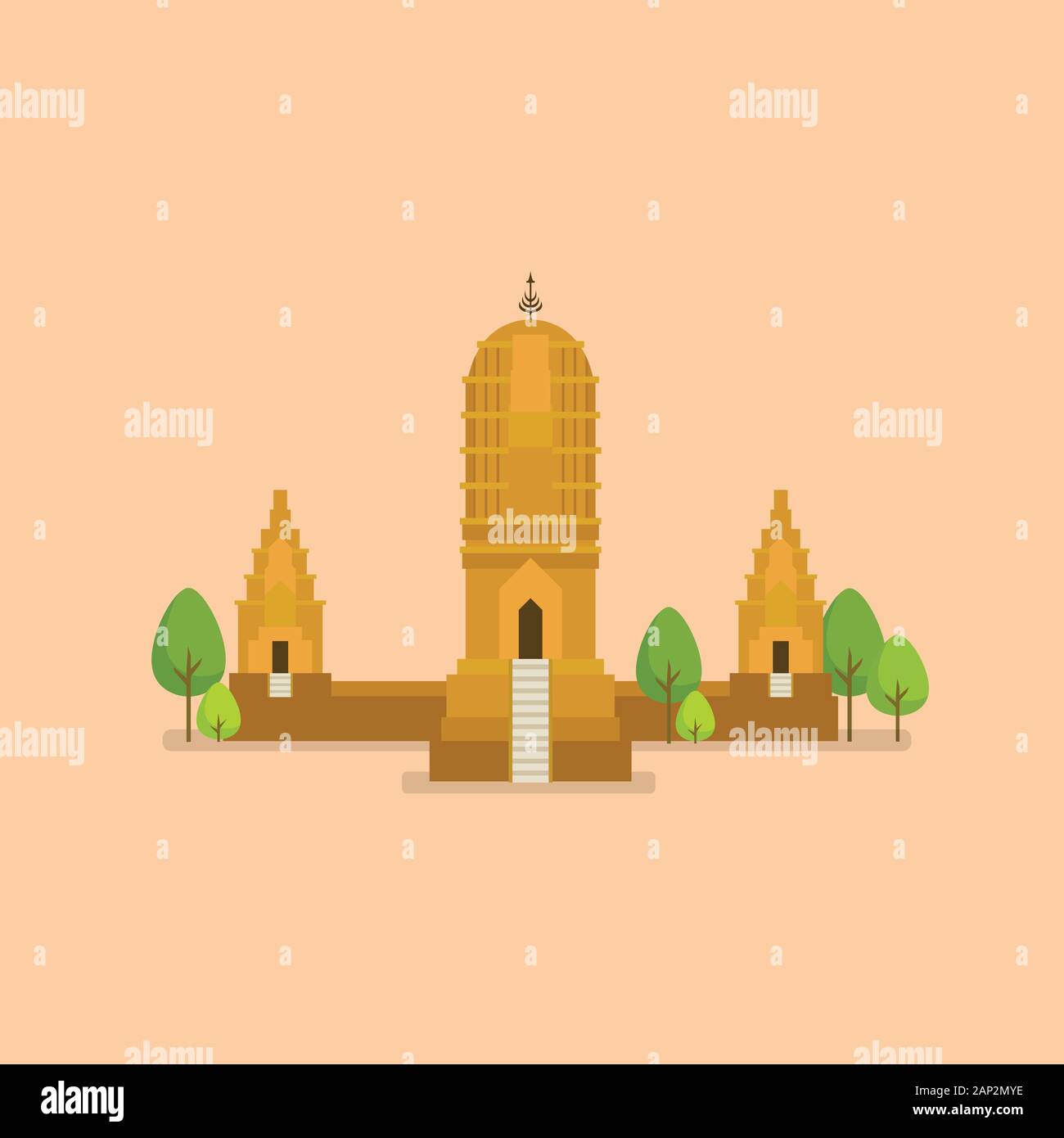 Historical ancient temple world heritage. Vector illustration Stock Vector