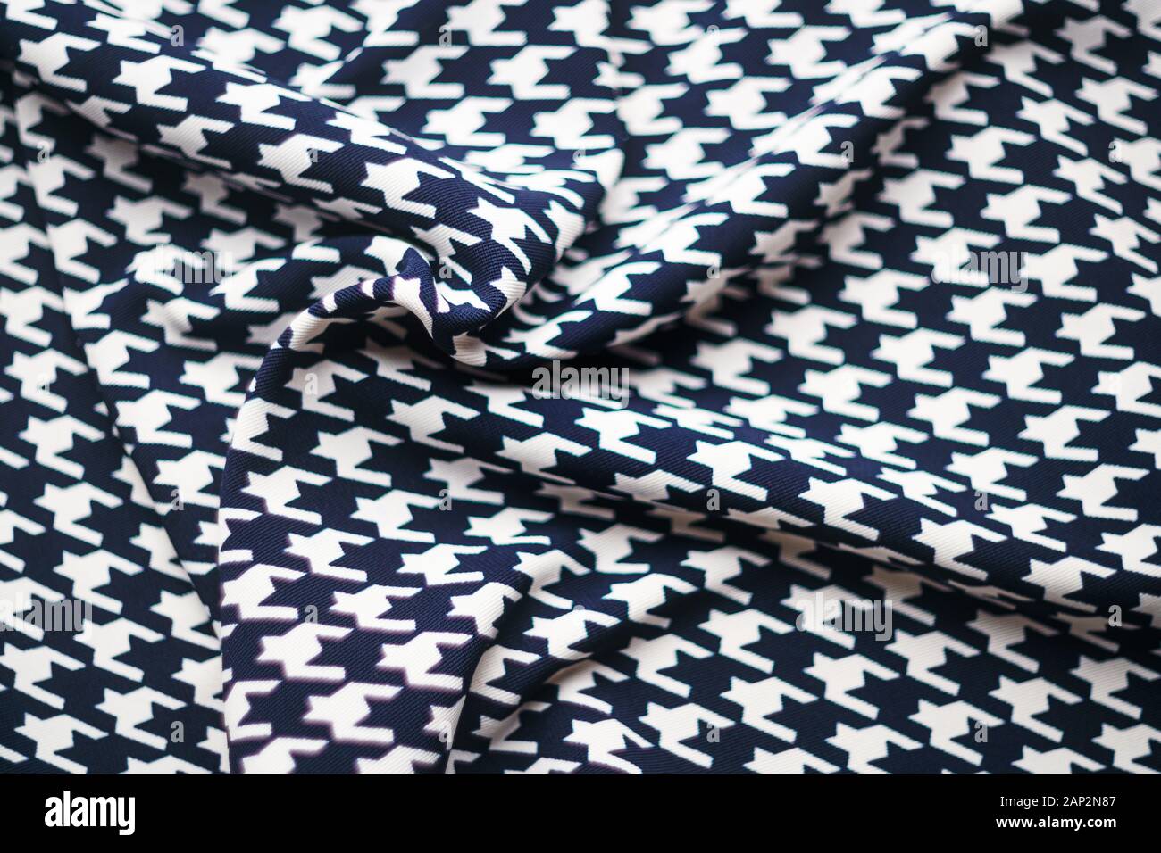 Fabric with goose foot pattern. Crumpled fabric background Stock Photo
