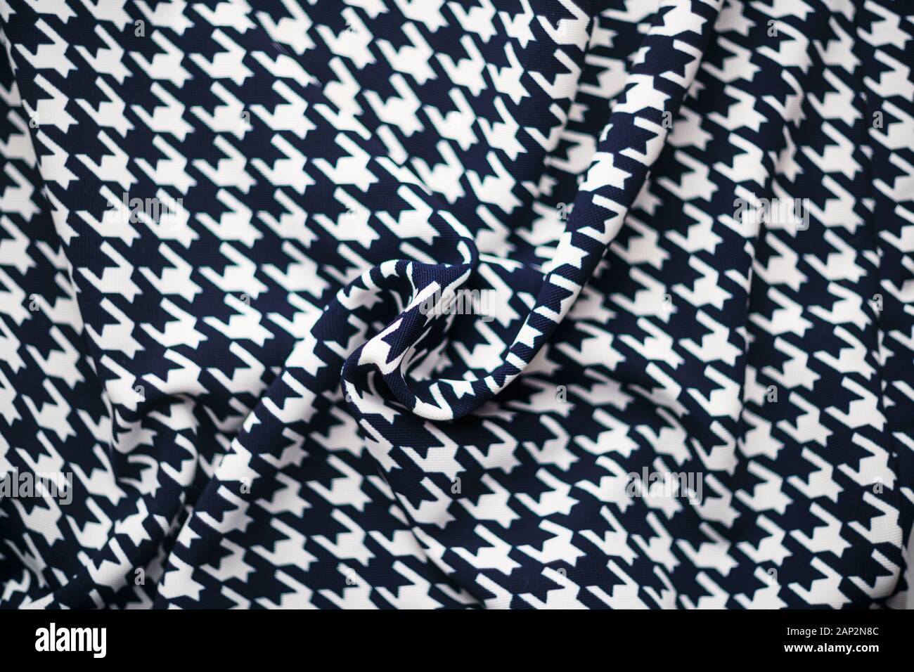 Fabric with goose foot pattern. Crumpled fabric background Stock Photo