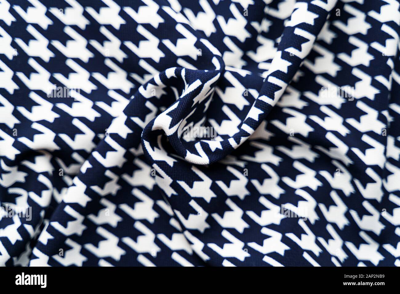 Fabric with goose foot pattern. Crumpled fabric background Stock Photo