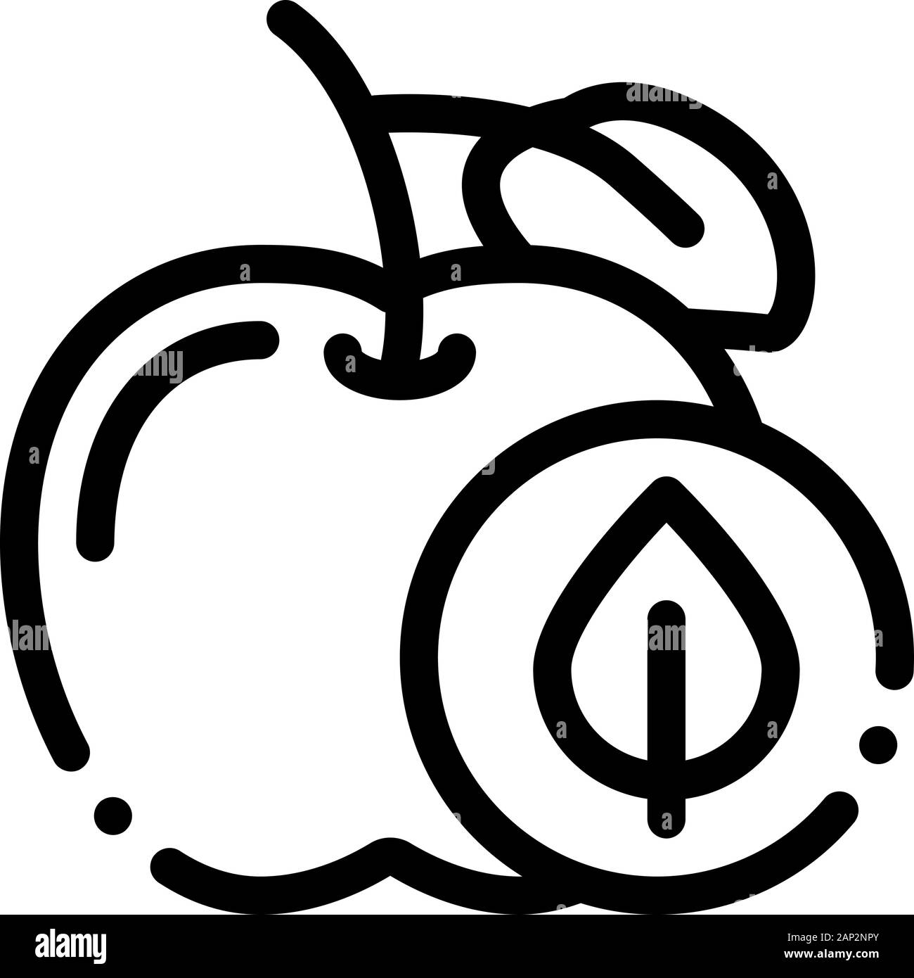 Apple Fruit Leaf Icon Vector Outline Illustration Stock Vector Image ...