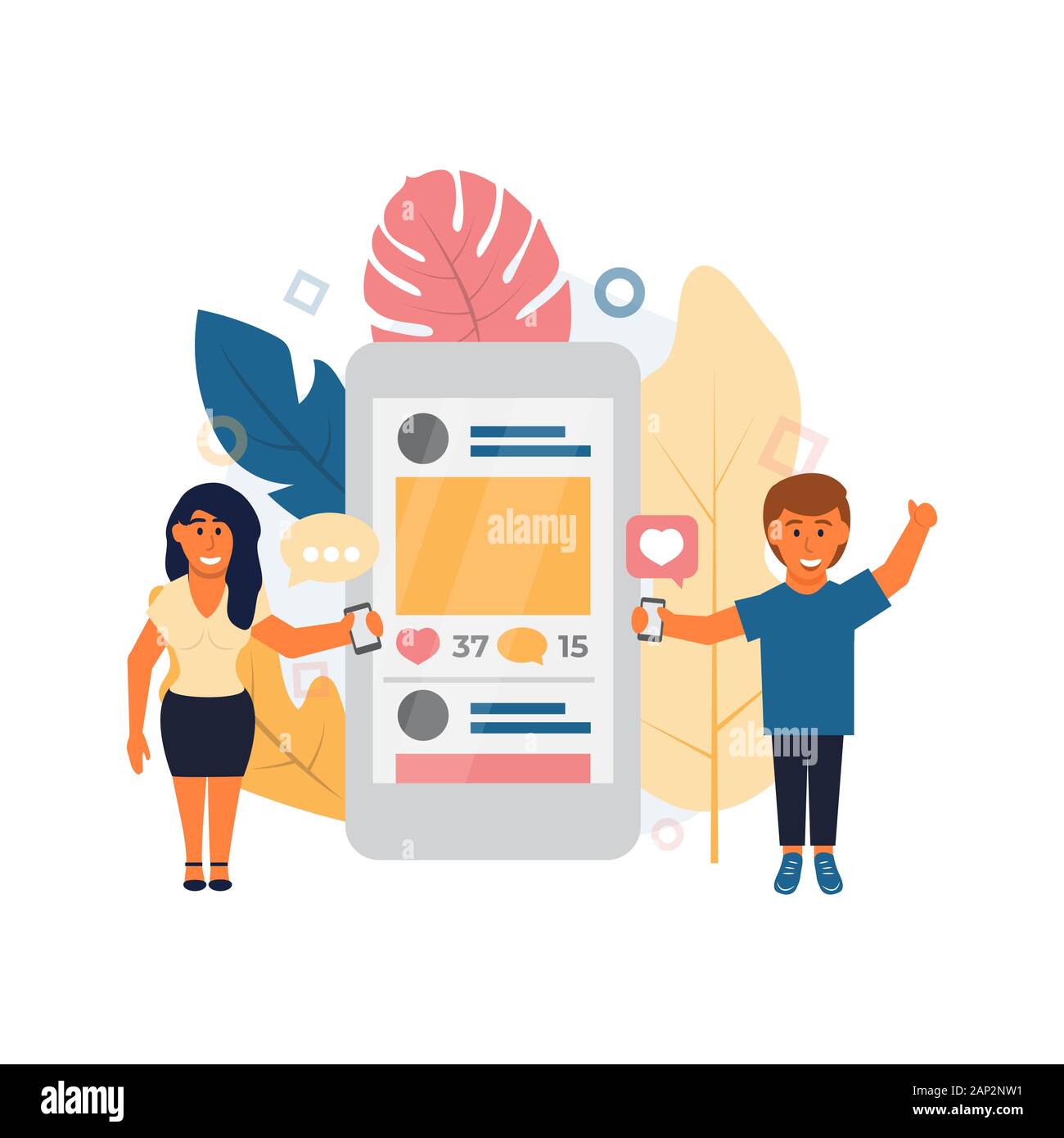 Social media Vector illustration in flat style Stock Vector