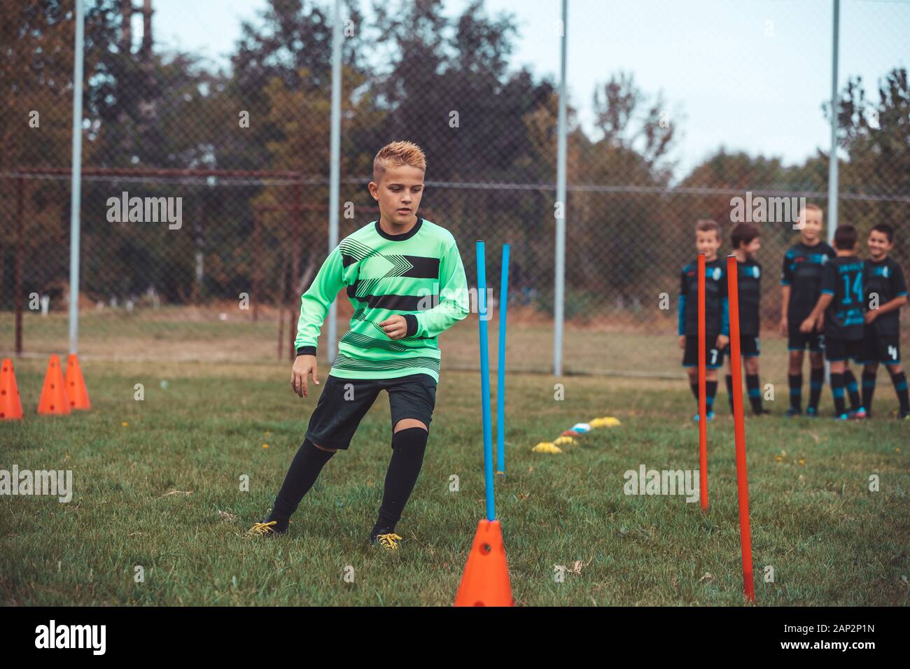 Soccer Drills The Slalom Drill. Youth soccer practice drills. Young