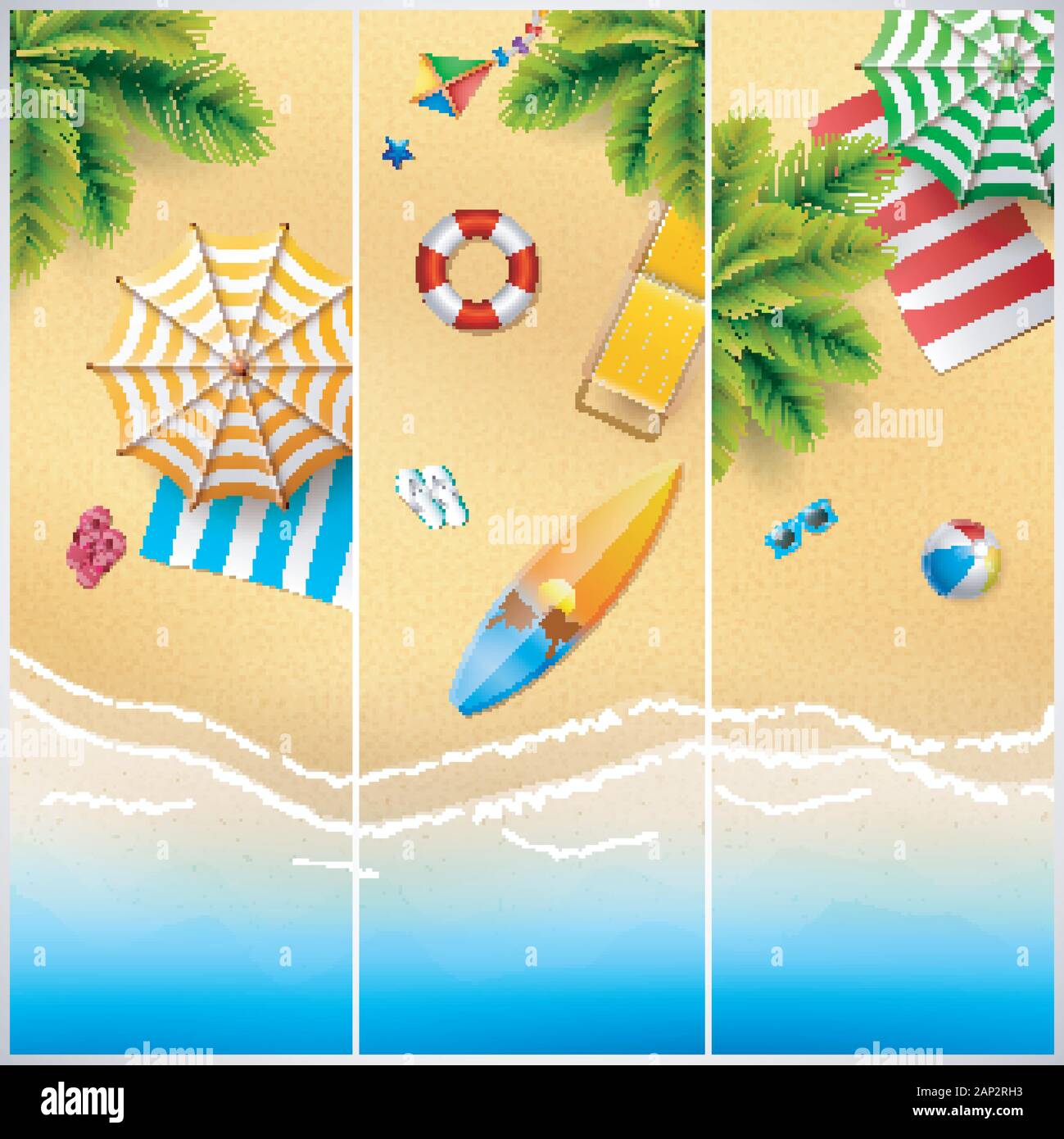 Set of Three tropical beach Stock Vector Image & Art - Alamy