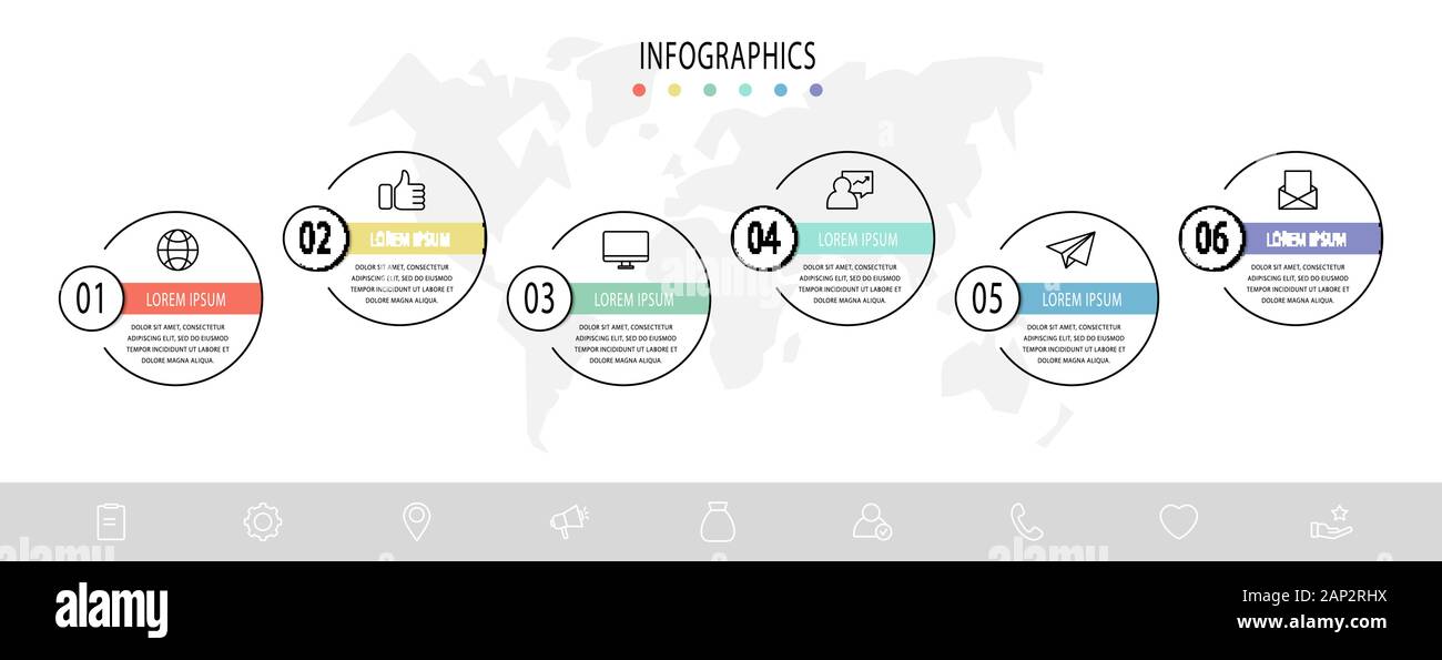 Vector template circle infographics. Business concept with 6 options ...